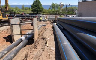 Distribution pipes on Superior Street in Duluth