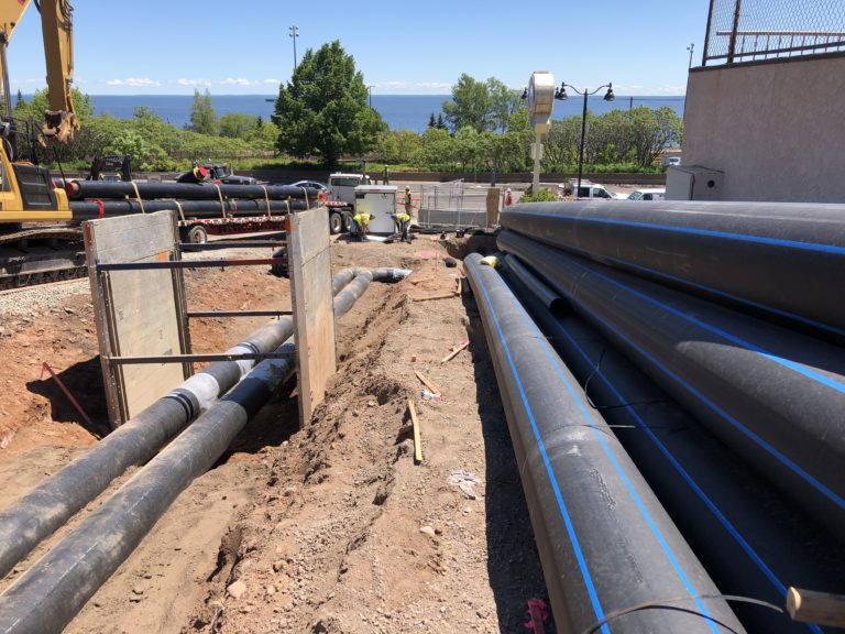 Distribution pipes on Superior Street in Duluth